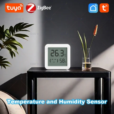 עוקבים אחרי טמפרטורה ולחות בבית עם חיישן Zigbee מיני ומסך LCD