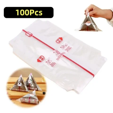 שומרות על טריות וקלות לאריזה, 100 שקיות אוניגירי משולשות חד פעמיות